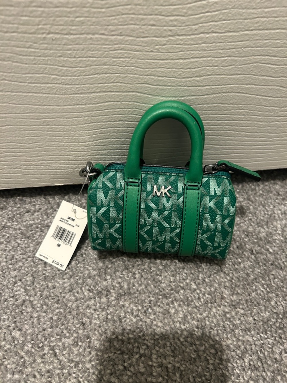 Michael Kors Green MK Logo Micro Duffle Key Fob